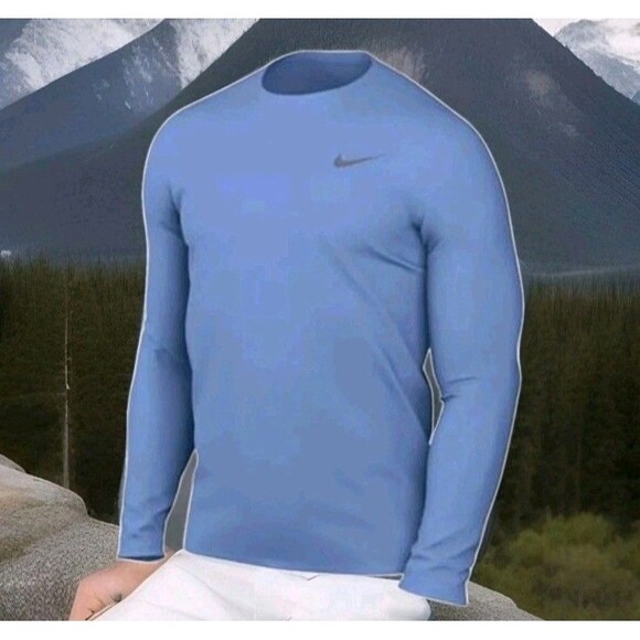 Nike Training T Shirt Men's Team Legend Long Sleeve Valor Blue Size 2XL DV7298 - Picture 4 of 13